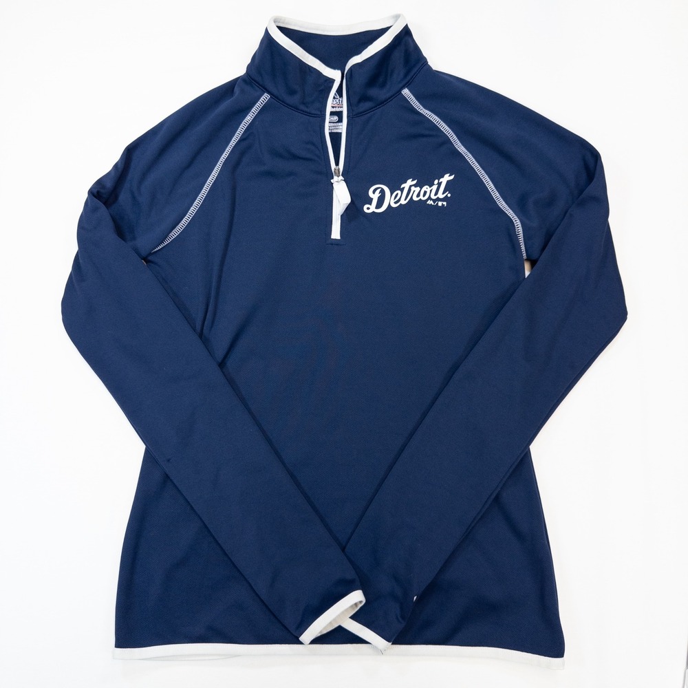 MLB Majestic Athletic Detroit Tigers Womens Small Navy Blue Quarter Zip Pullover